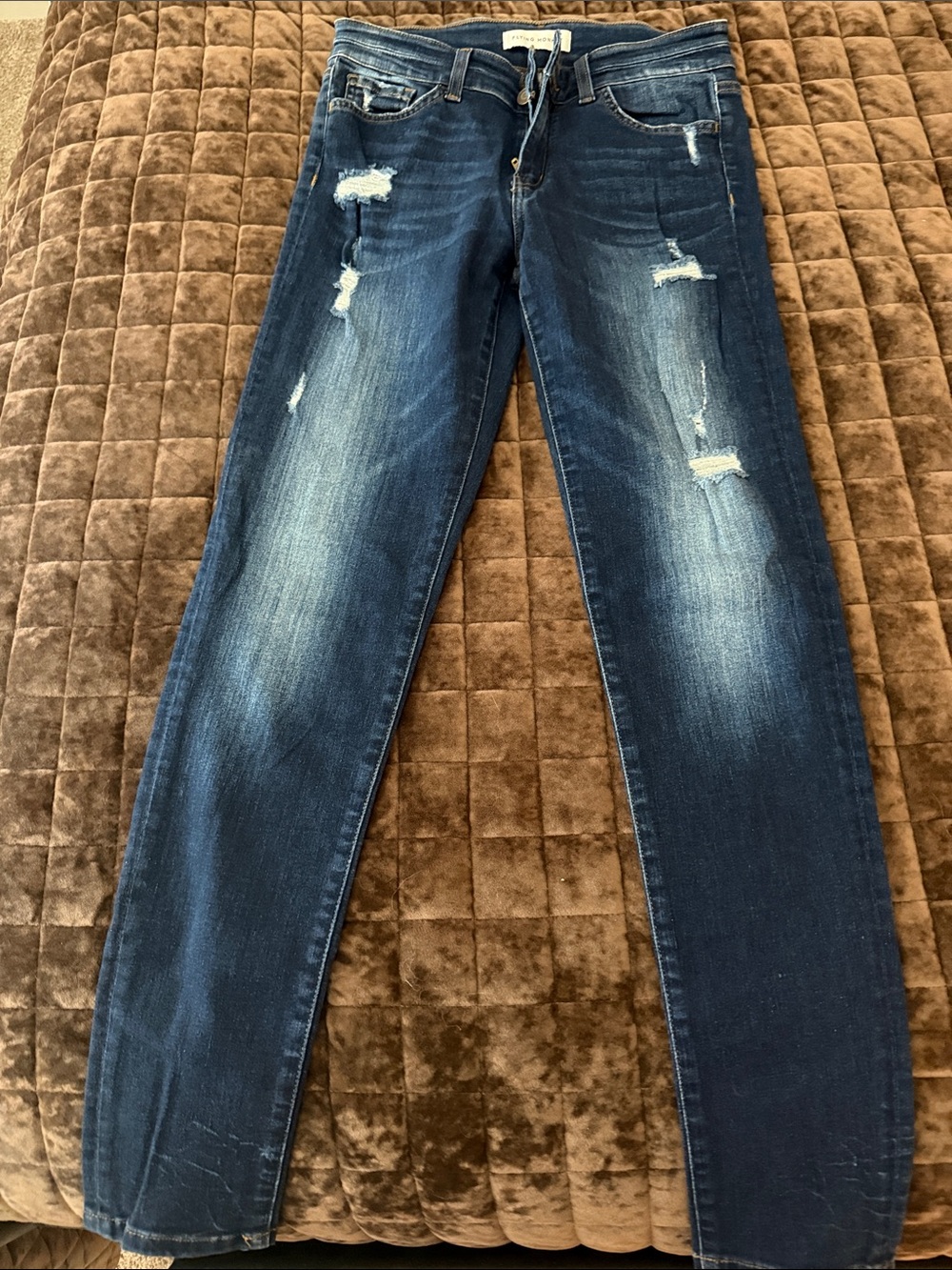 Flying Monkey Dark Blue Distressed Skinny Jeans